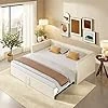 Canapé lit Convertible 2 Places 90/180 x 200cm, Cadre de Canape Lit 2 Places Convertible avec sommier à Lattes, Extensible, Velours(sans Matelas) (Beige)
