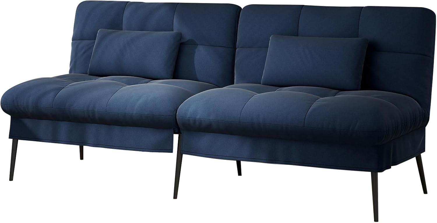 Canapé-lit 3 Places avec Fonction de Couchage, Housse futon, Convertible, canapé d'angle, lit d’appoint, avec Dossier réglable en Tissu (Bleu foncé)