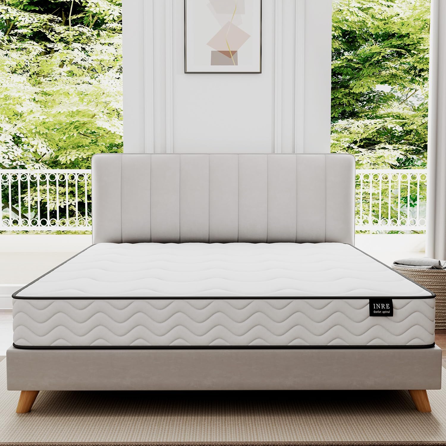 INRE Matelas 140x200 - Épaisseur 22 cm - Matelas à Ressorts Ensachés Indépendants - Soutien 7 Zones Ergonomique - Moelleux et Respirant - Anti-acarien - Hypoallergénique - Certifié Oeko-TEX 140 x 200 cm 22cm