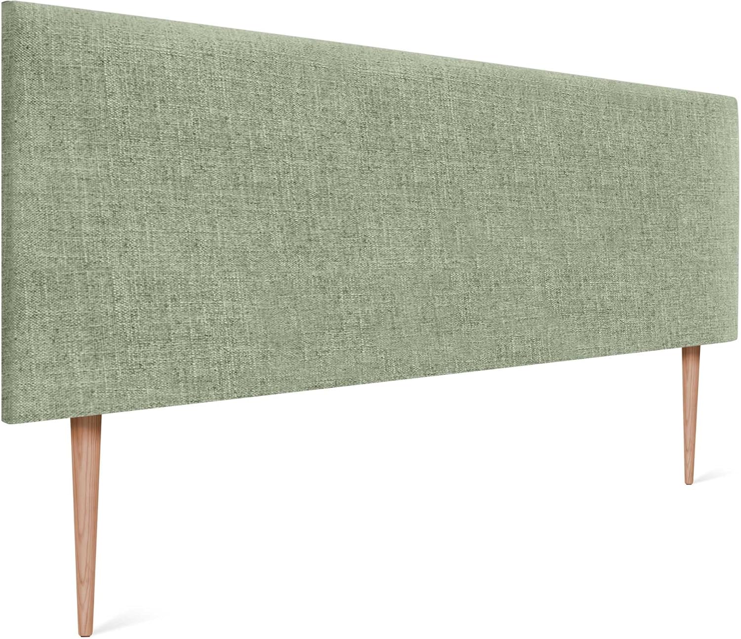 DHOME Tête de lit en Lin Naturel uni avec Pieds Tête de lit rembourrée Chambre à Coucher Moderne Top Trending (Vert, 150x105cm avec Pieds (Lits 150/160)) Lin Vert 150x105cm (Lits 150/160)