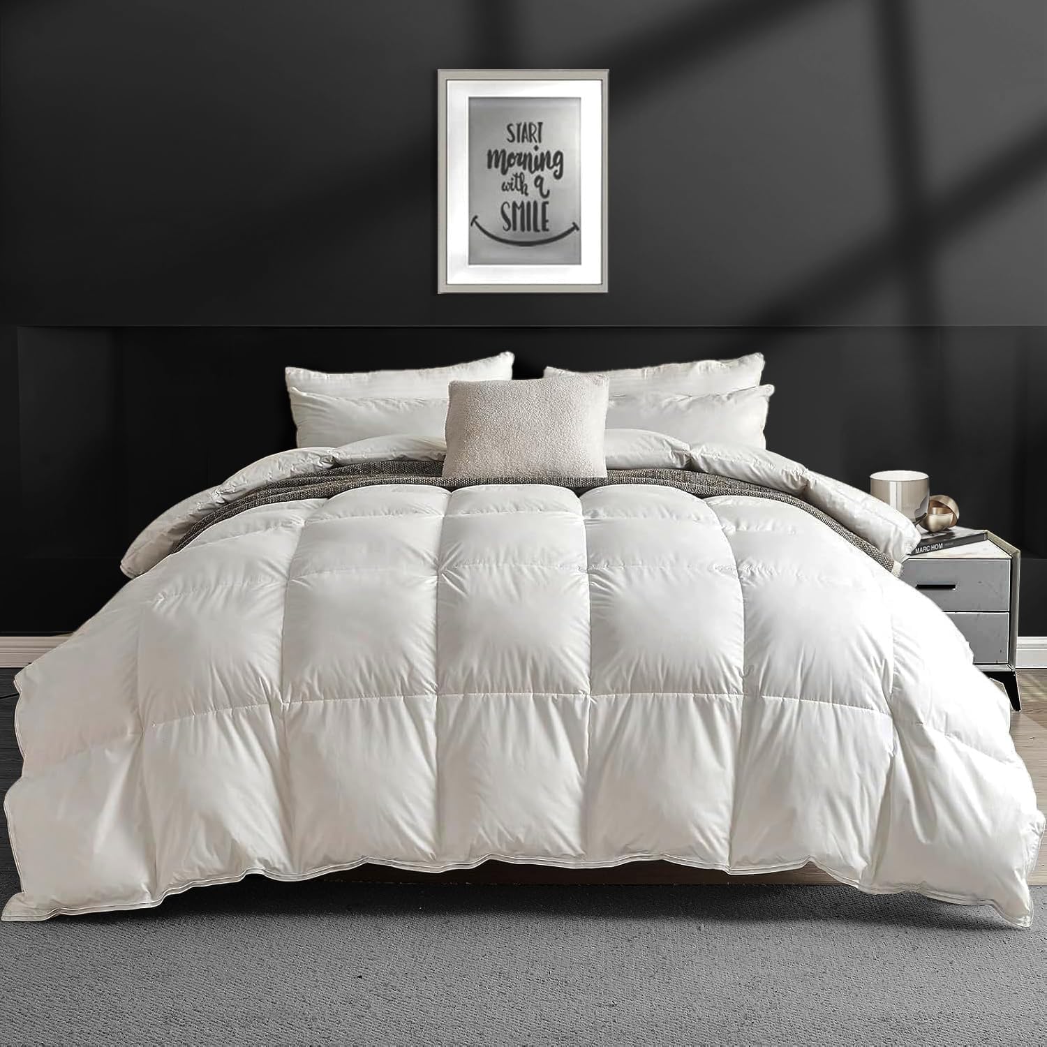 Couette 220x240 4 Saisons Duvet et Plumes, Couette Duvet 2 Personne de Coton Égyptien Doux, Edredon Gonflante pour Les Personnes allergiques, Ökotex & RDS 220 x 240 cm Toutes Saisons