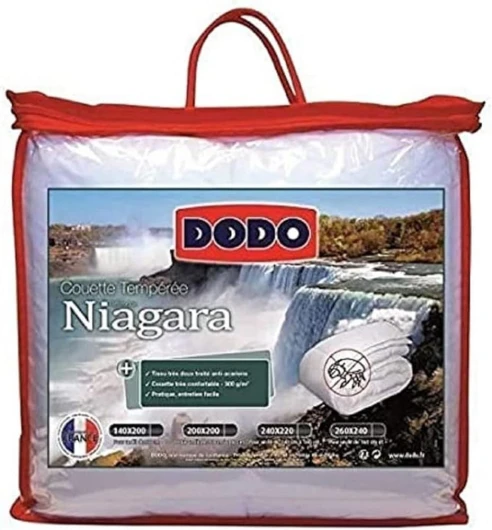 Couette Tempérée Anti-acariens 140x200 - pour lit 1 Personne - Couette Niagara - Douce et Confortable- Fabriqué en France - Lavable en Machine à 40°c 140/200