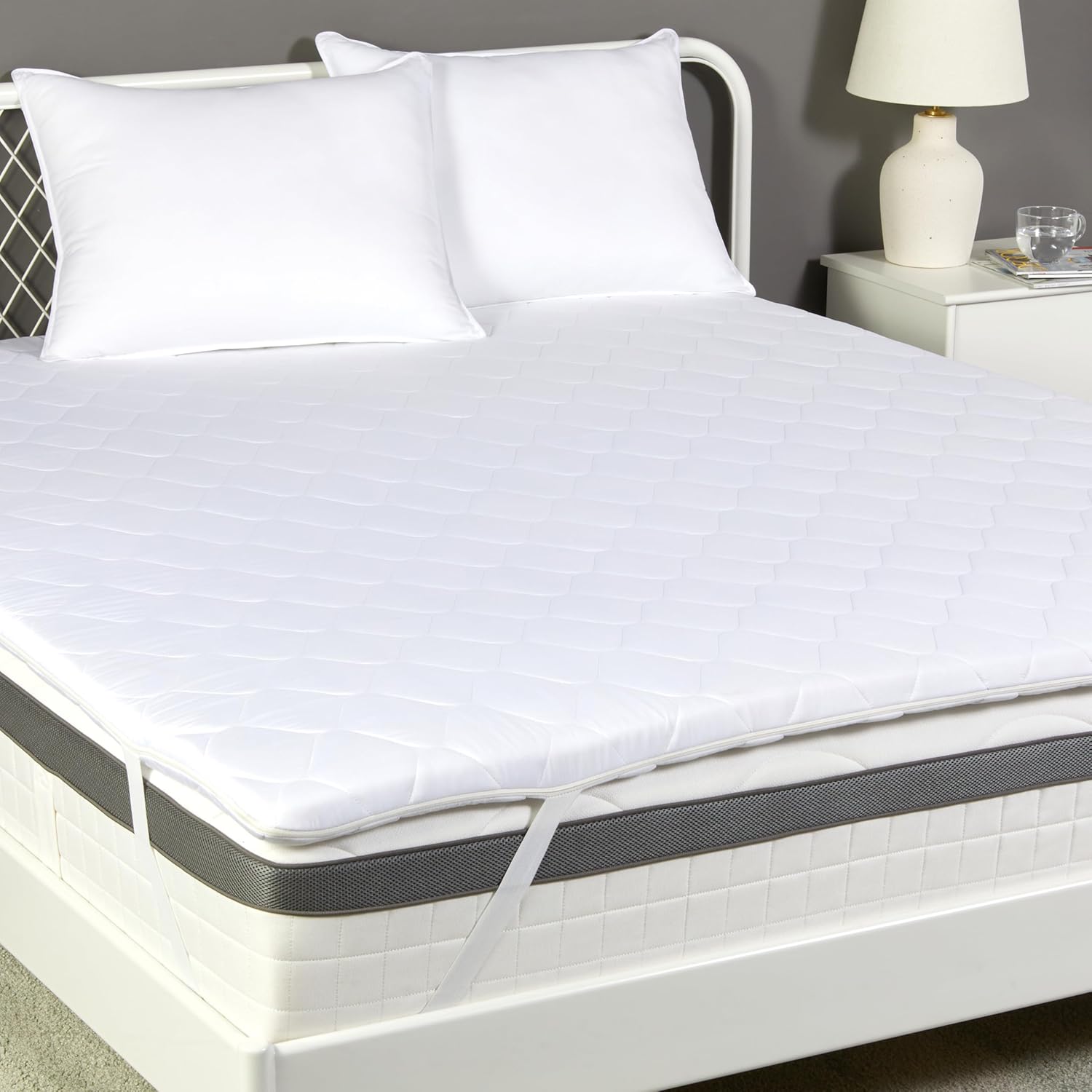 Surmatelas en Mousse à mémoire de Forme, 160 x 200 x 6 cm, avec Housse Lavable, Blanc