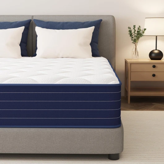 PurrJoys Matelas Hybride 140x190x25 cm, Mousse à mémoire de Forme et Ressorts ensachés, fermeté Moyenne, Respirant, indépendance de Couchage, certifié CertiPUR-US® et Oeko-TEX®, sans Fibre de Verre 140 x 190 cm 25cm