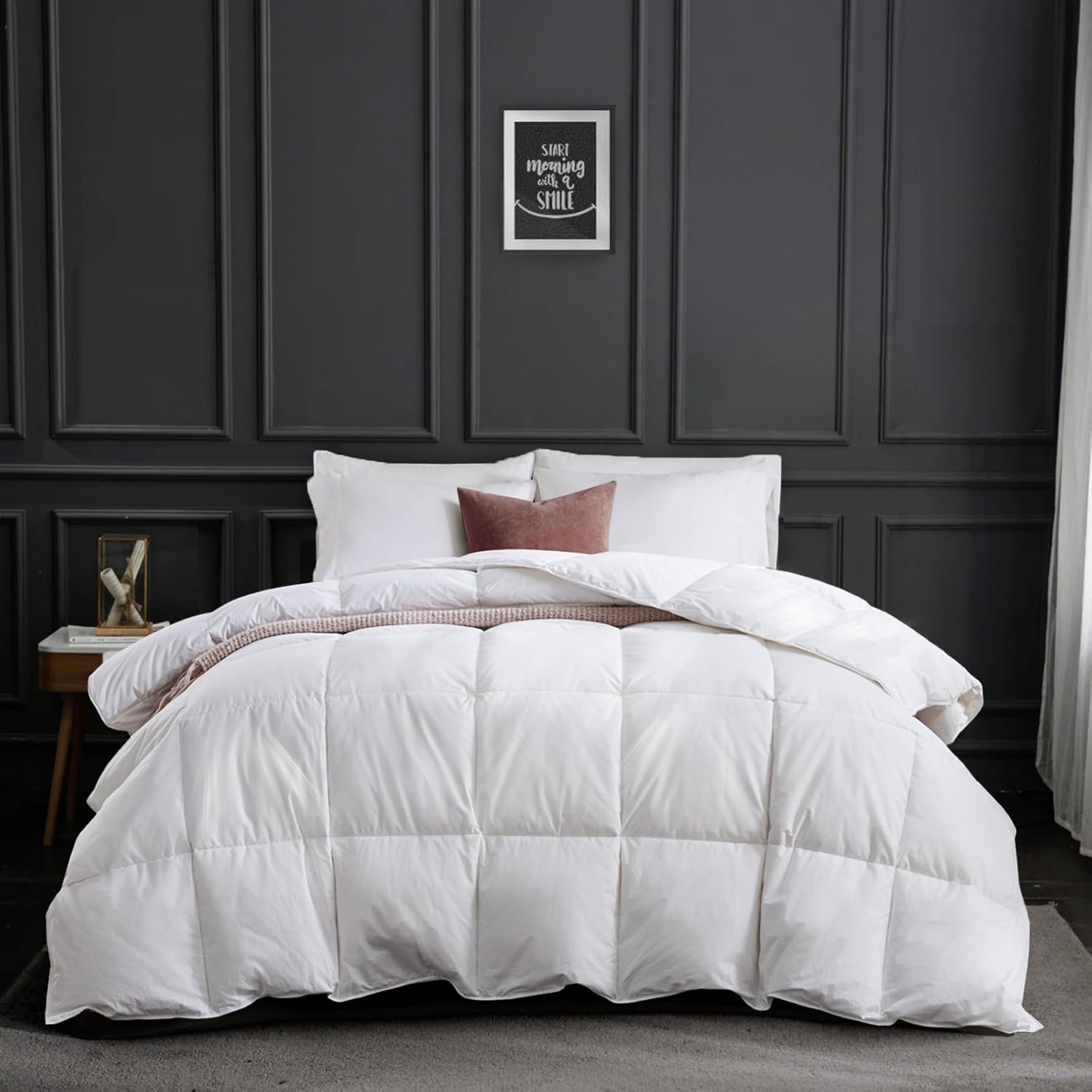 Couette 220x240 Hiver Tres Chaude Duvet Plume et d'oie, 100% Coton Égyptien, Couettes Gonflante 1 Personne, Edredon Naturelles Certifiée RDS, Blanc 220x240 cm 220 x 240 cm Hiver