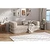 Canapé-lit Convertible Moderne, 200 x 90 x 34 cm, Beige Canapé-Lit Convertible Modulaire, Housse Lavable en Velours Côtelé Beige