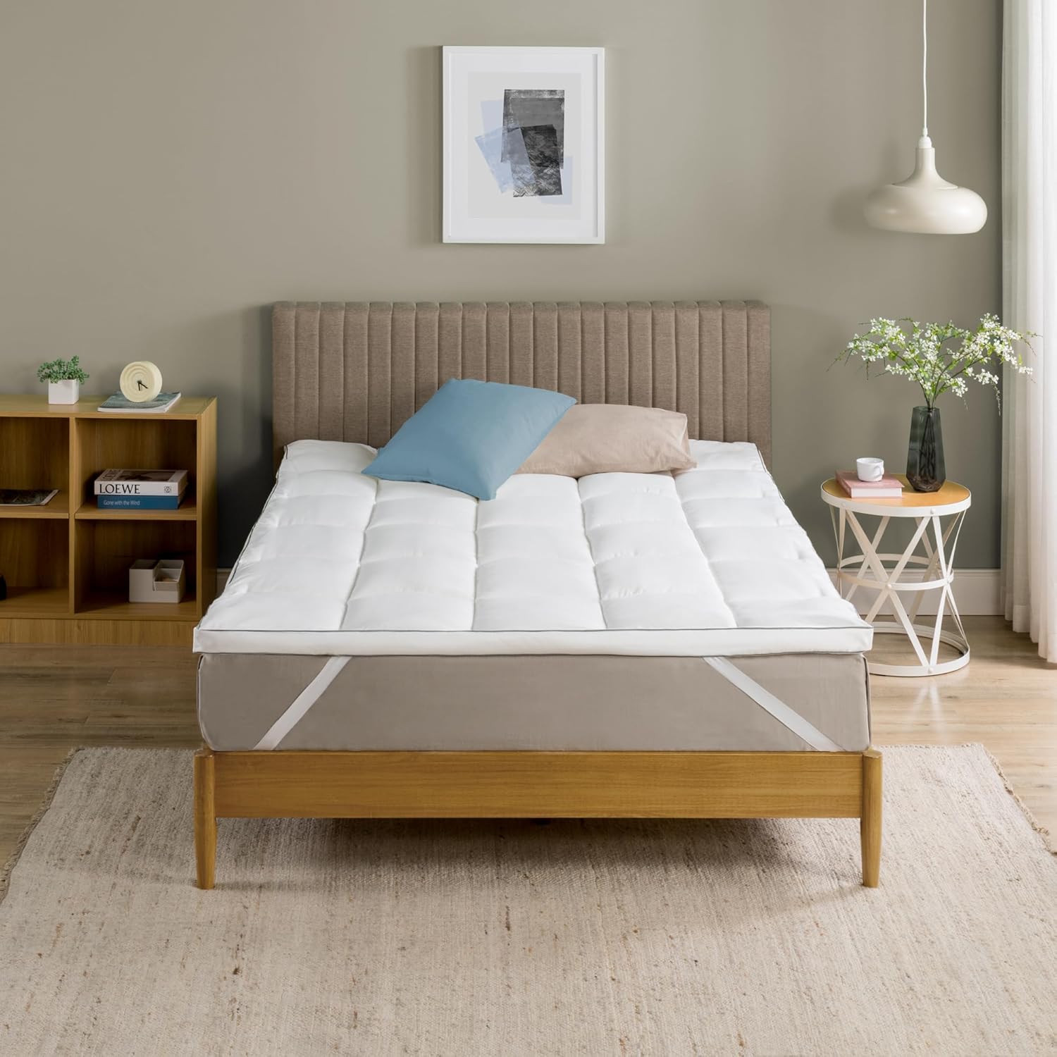 Surmatelas 140x190 cm, Épaisseur 5 cm, Surmatelas Mémoire de Forme avec Fibres de Bambou Durables, Respirant et Hypoallergénique, Housse Matelassée Lavable