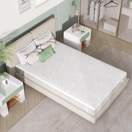 Surmatelas 90 X 200 CM, Surmatelas en Mousse à Mémoire de Forme Gel, Épaisseur 7,5 CM, avec Design Antidérapant et Certification de Sécurité, sans Odeur, Housse Lavable 7.5 CM 90 x 200 cm