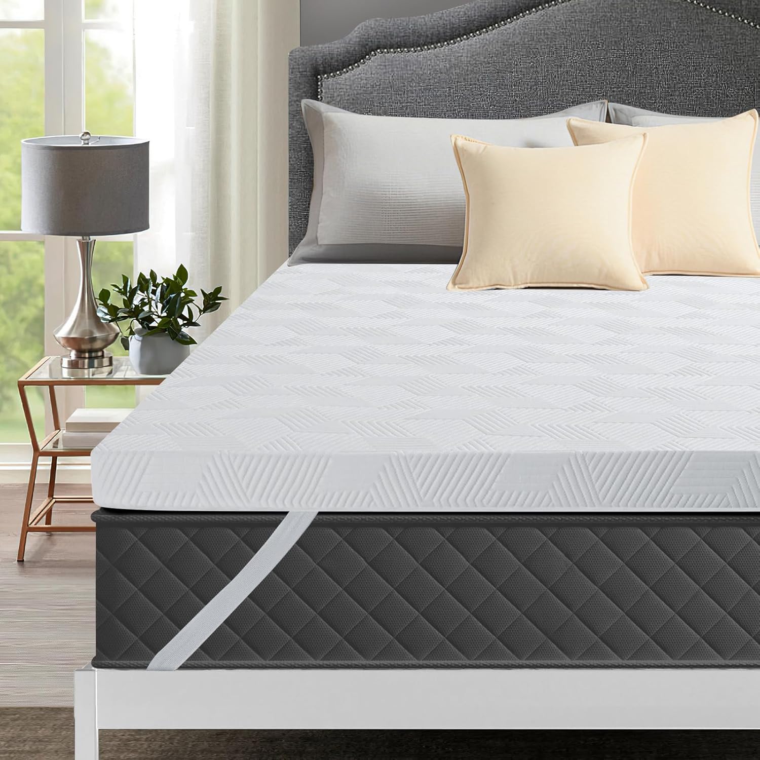 Surmatelas en Mousse à Mémoire de Forme et en Gel Refroidissant 140x200cm Matelas avec Housse Amovible - Épaisseur de 7.5cm 140 x 200 cm