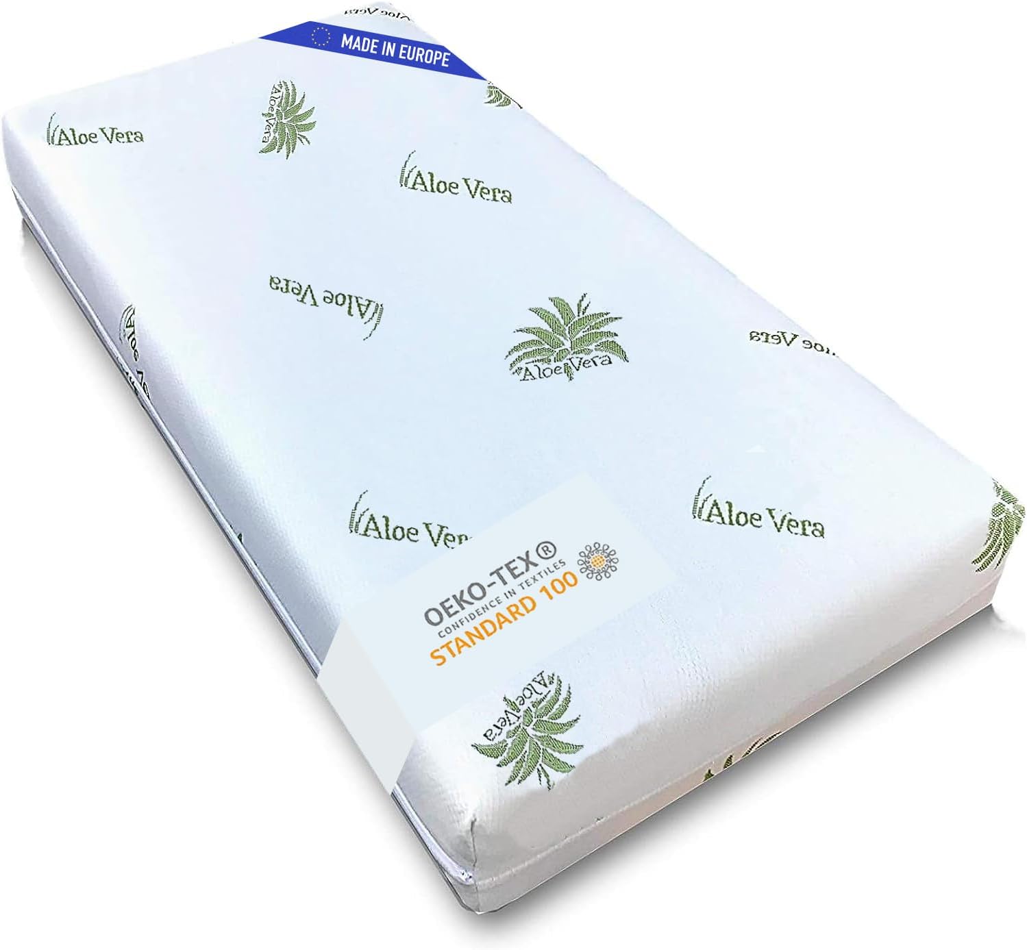 ® Matelas pour lit bébé Aloe Vera 140 x 70 x 12 cm (certifié Oeko-TEX® et CERTIPUR™), Matelas pour lit bébé Lavable déhoussable