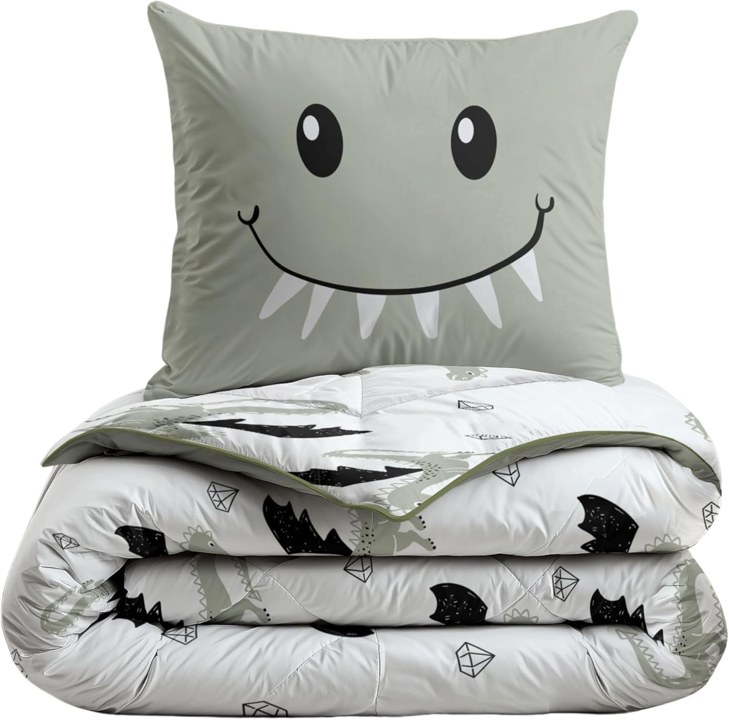 Zelesta Kiddybed 140x200 Literie pour Enfants 4 Saisons - Housse de Couette et Couette d'hiver et d'été - Couette Lavable sans Housse - Couette pour Enfants avec Motifs (Smiling Dragon)