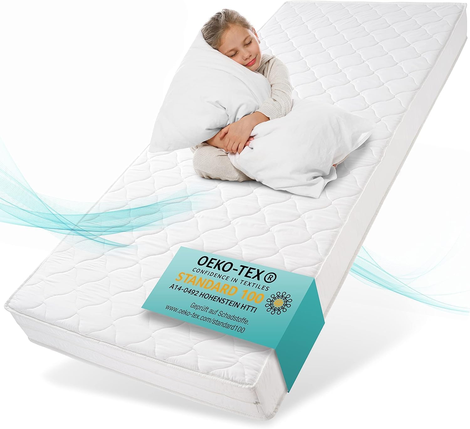 Sun garden Matelas Enfant 80x160 cm H3 - Mousse de Confort Certifié Oeko-TEX 100 - Housse Lavable - Matelas Enfant avec Finition Climatique - Modèle P1440 ComfortPur H3 80x160 cm