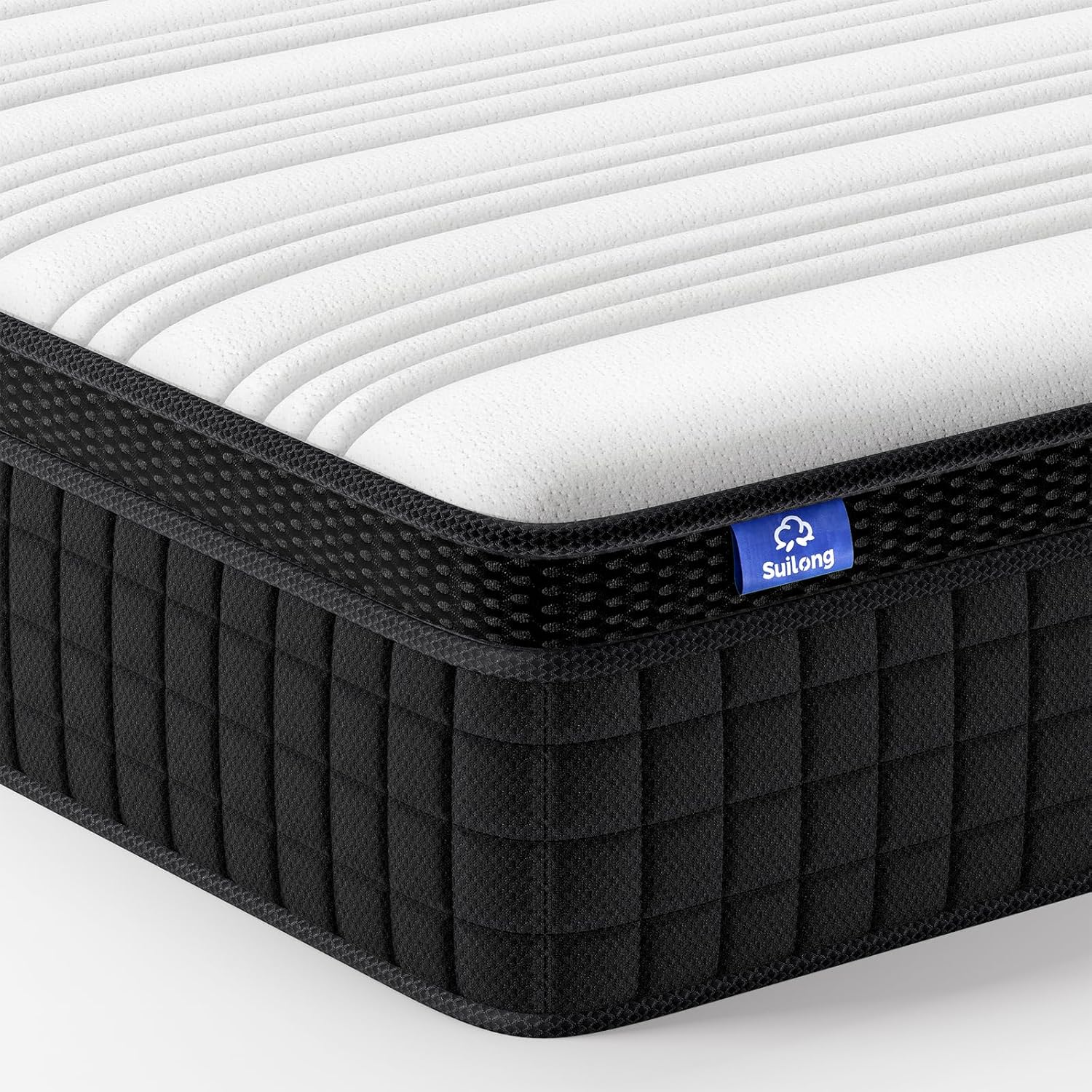 Matelas Hybrid 160x200,25cm Epaisseur,Ressorts Ensachés Mousse à Mémoire de Forme, Matela Confort, Confort Mi-Ferme,Multicouches Extra Confort 7 Zones, Oeko-tex 160x200x25CM Noir