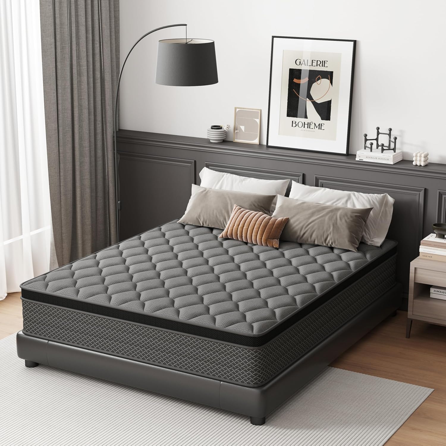 DAJIYUHC Matelas 90x200 - Épais 20 cm, Matelas Hybride en Mousse à mémoire de Forme à Ressorts ensachés, Convient aux Enfants et aux Adultes, certifié Öko-Tex, Ergonomique 7 Zones 90 x 200 cm environ 20 cm