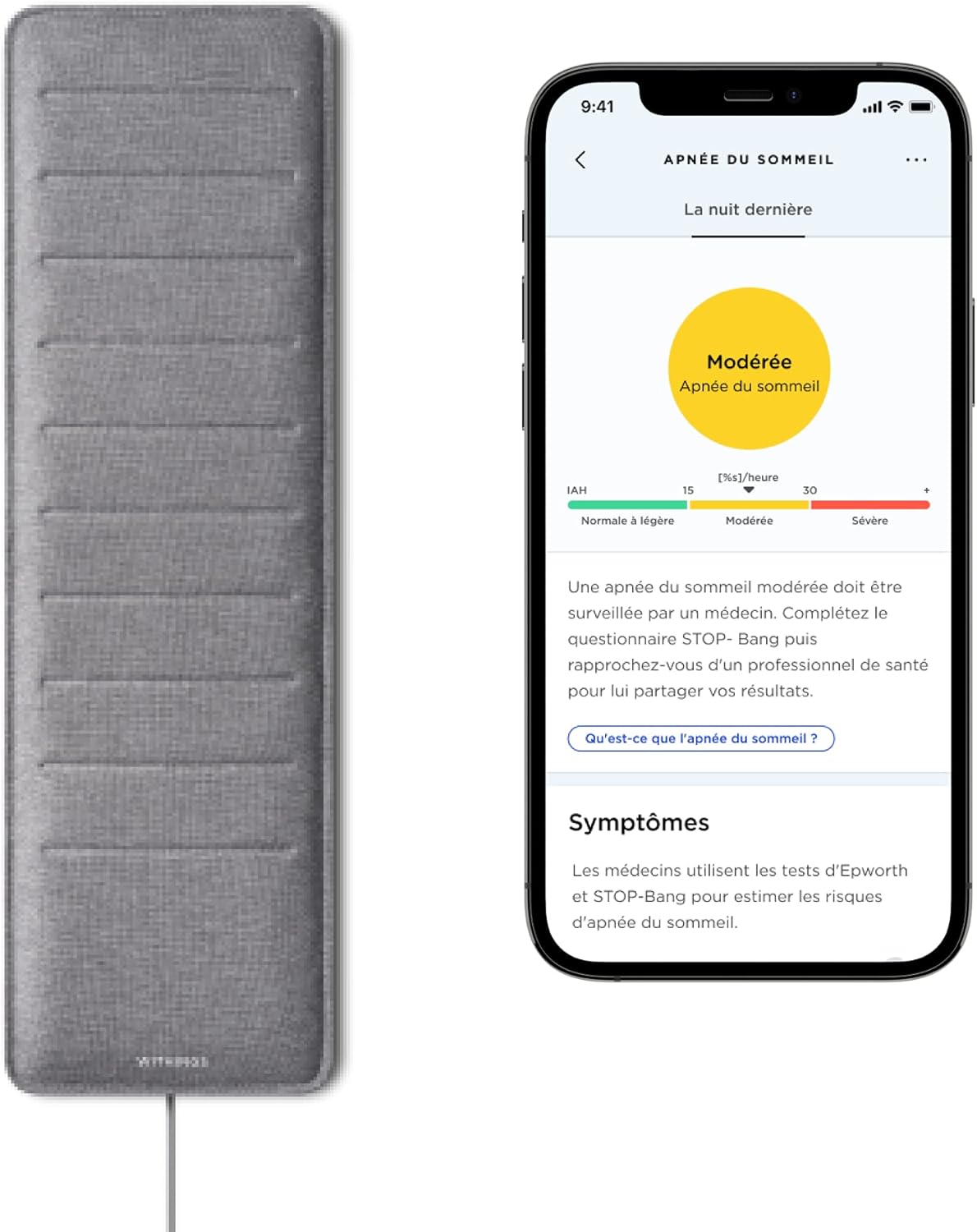 Sleep Analyzer Capteur de Sommeil avec Détection de l'Apnée du Sommeil Validé Cliniquement, Gris, Pack of 1 produit