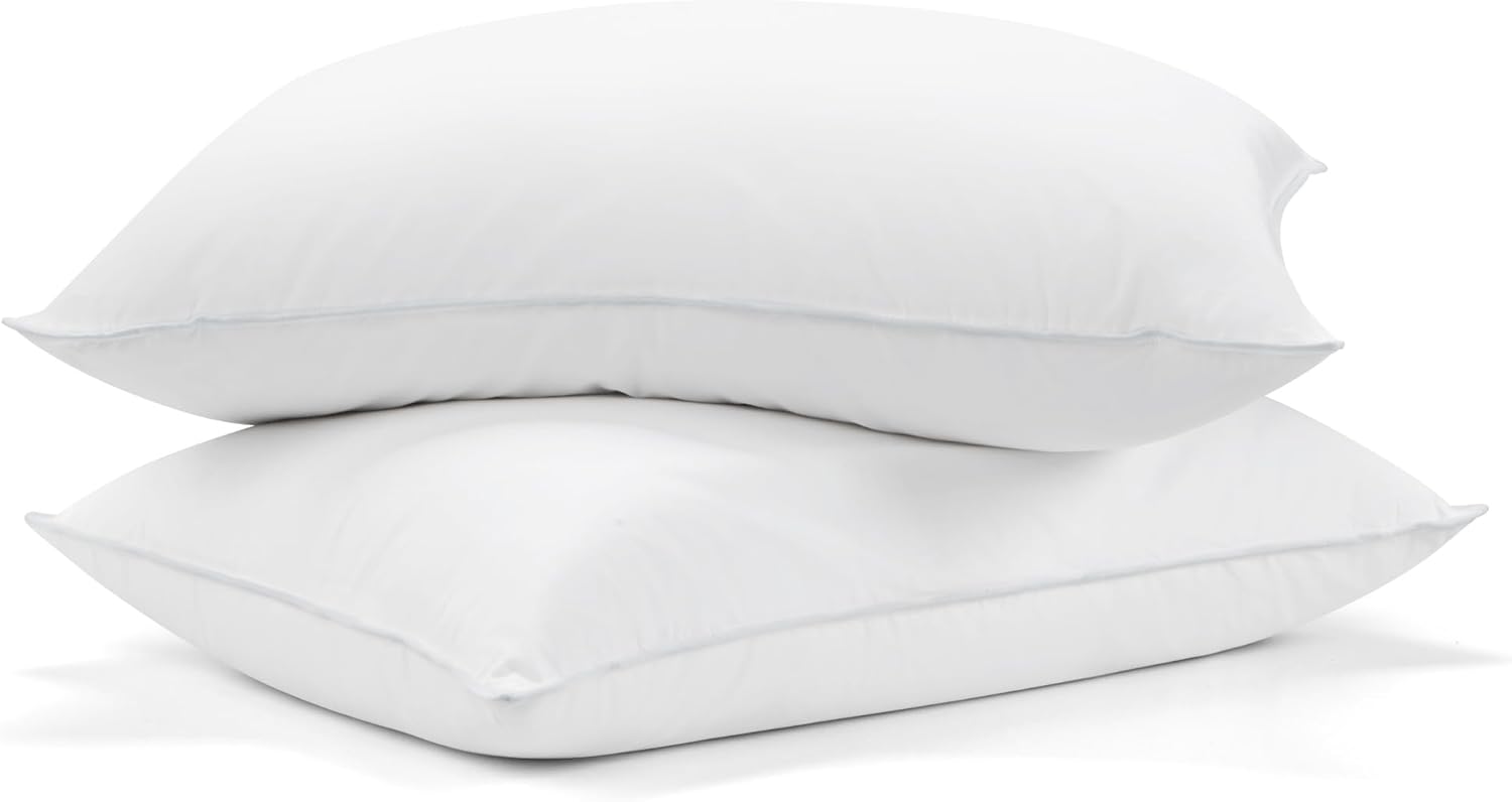 Oreiller 48x74cm Lot de 2, Oreiller en Plumes et Duvet avec 1100g de Remplissage en Plumes et Duvet et Housse 100% Coton, Lavable, Certifié Öko-Tex et RDS 48x74cm - 1000g