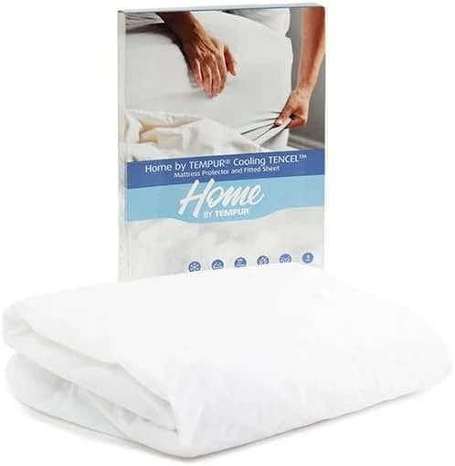 , Home by Tempur Protège-Matelas thermorégulateur, Euro King 160 x 200 cm, 2 en 1 avec Drap-Housse, Tencel rafraîchissant, Blanc Euro King 160x200 Blanc