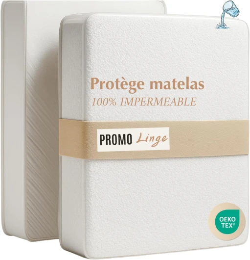 Protège Matelas 160 x 200 x 30 cm Imperméable, Certifié Oeko TEX, Alèse Drap Housse, Matelas Couvre, Respirant., Bonnet 30 cm 160x200cm