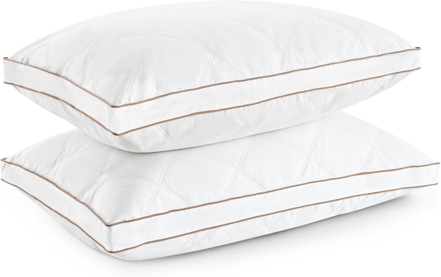 Oreillers en Plumes d'oie 46x66x5cm, Set de 2 Oreillers de lit, Oreiller de Plumes Soutien Moyen, Housse 100% Coton, Lavable, Certifié Oeko-Tex et RDS