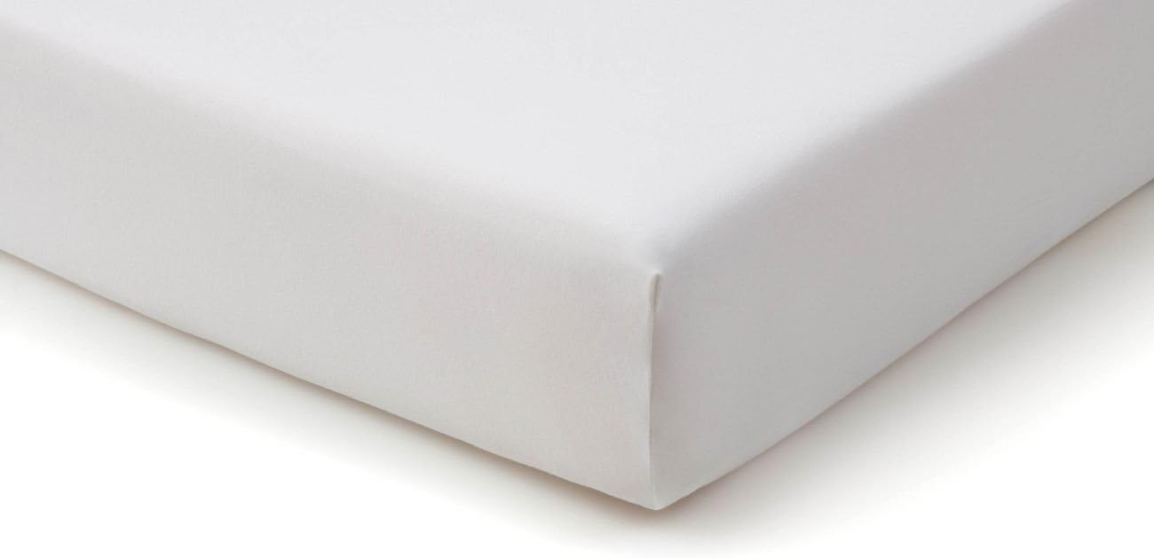FIT Drap-Housse en Jersey de Coton mélangé avec élasthanne, très Extensible, Convient aux Matelas Entre 70/80 cm x 200/220 cm, Lavable en Machine et sans Produits Chimiques, Blanc Blanc Small single