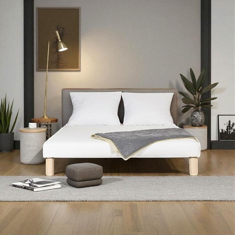 Générique Sommier Wyatt Blanc(140x190cm) Fabrication Francaise (Pieds Offert)