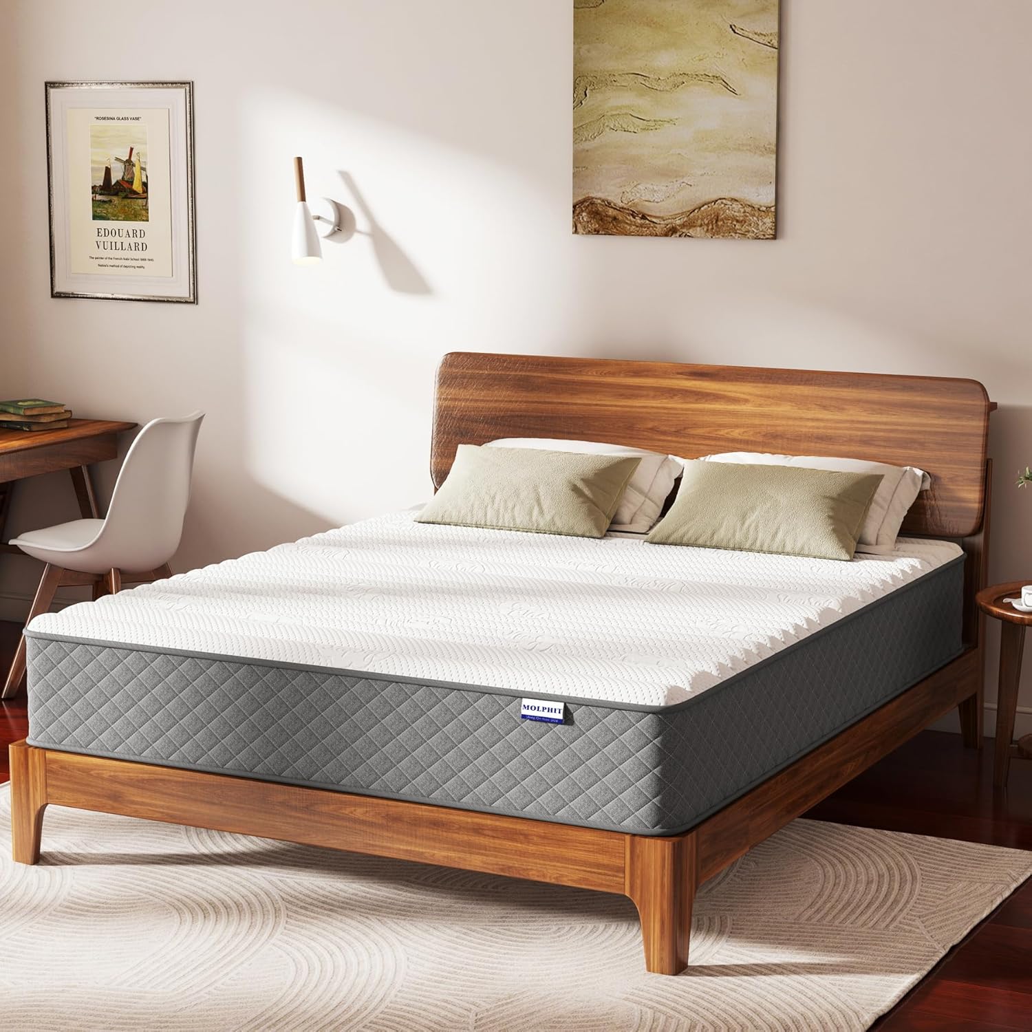 MOLPHIT Matelas 140x190 Épaisseur 25cm Certifié Oeko-TEX, Moyenne Ferme H3 Matelas 2 Personne Hybride à Ressorts Ensachés Indépendant en Mousse à Mémoire de Forme 140x190x25cm-Fermeté moyenne