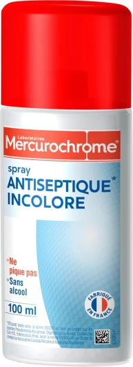 Spray antiseptique incolore Mercurochrome - 100 ml 100 ml (Lot de 1)
