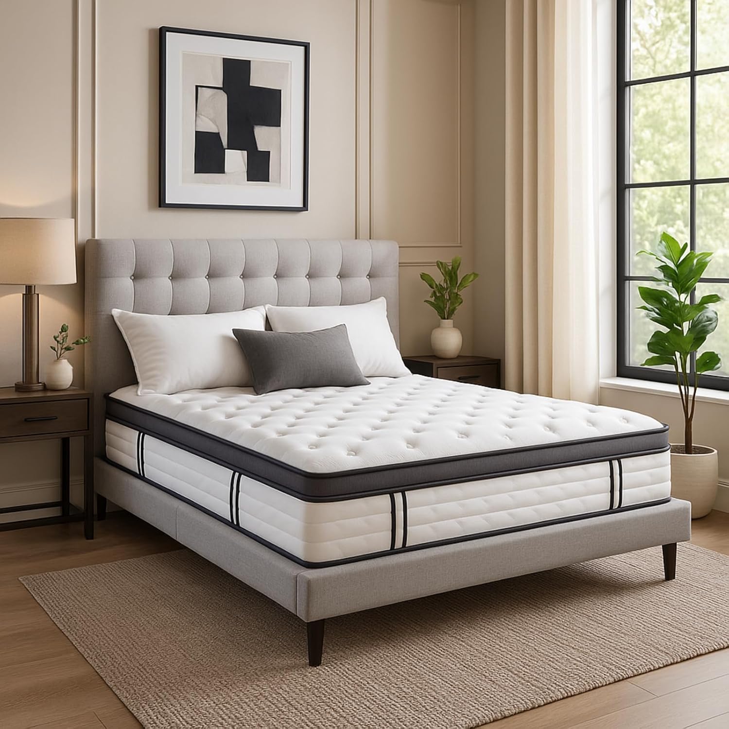 Matelas Grand View : Mémoire de Forme, Latex & Ressorts ensachés - Confort Haut de Gamme - 26 cm d'épaisseur (180 x 200 cm)