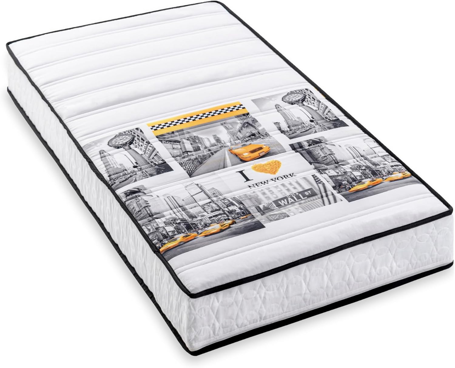 Matelas Mousse 90x190 New York - Mousse profilée 5 Zones de Confort - Soutien Ferme - 15cm - Fabriqué en Belgique 90 x 190 cm MATELAS NEW YORK