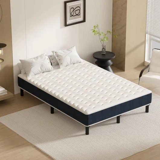 Ensemble Matelas + sommier (120 x 190cm), Matelas en Mousse A Mémoire et Robuste Cadre de lit en Fer avec 9 Pieds, Lit Complet, épaisseur 15cm, Ergonomique,Hypoallergénique Sommier + Matelas en Mousse-120x190x15cm Sommier + Matelas en Mousse 15cm