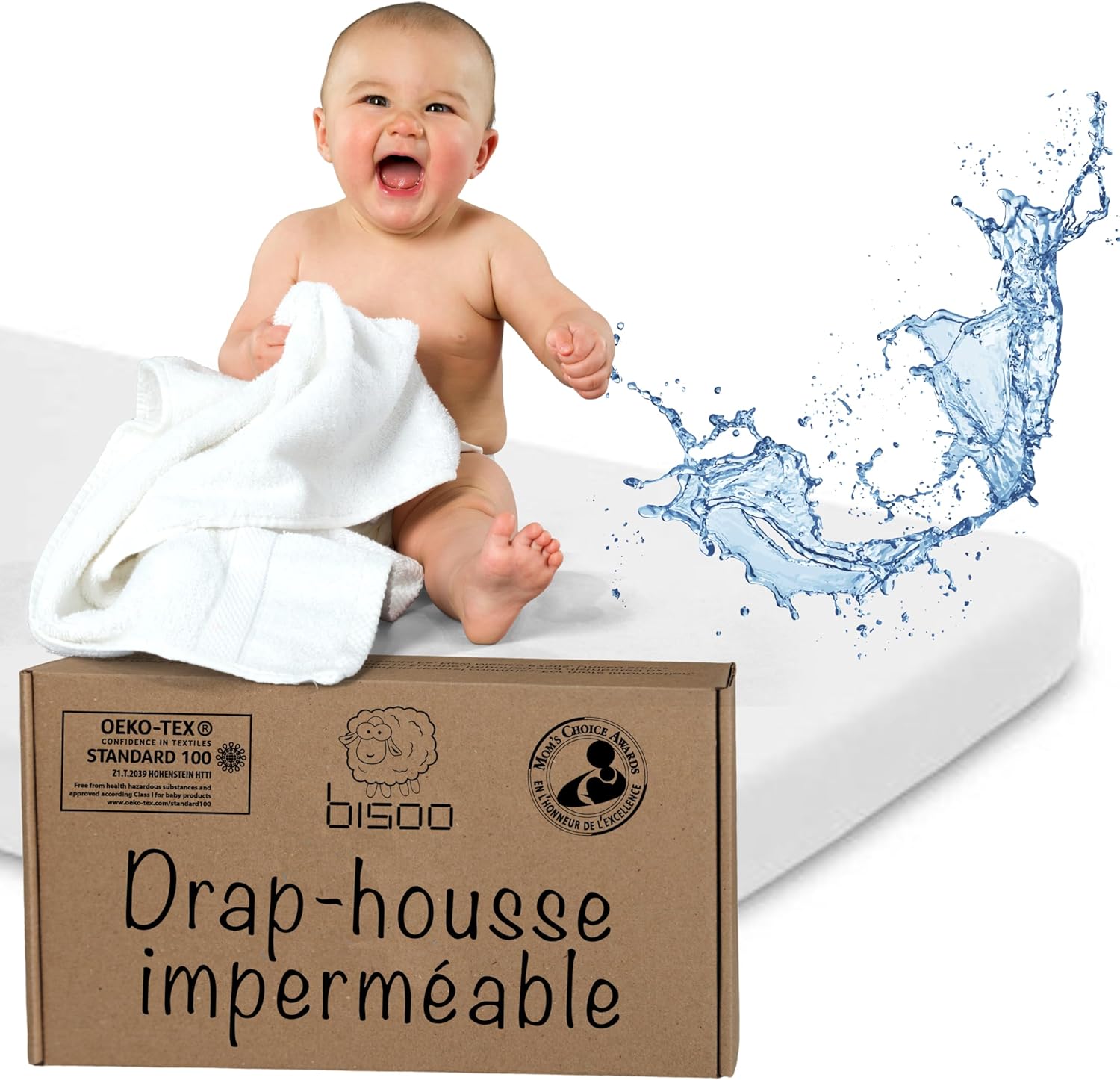 Drap Housse 80x130 Impermeable - Alese 80 x 130-2en1 Drap Housse Protege Matelas Reglable Impermeable pour Lit Evolutif Enfant - 100% Jersey Oeko-Tex - 1 Drap Impermable Blanc 130x80 CM 80x130 Centimètres Blanc