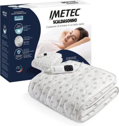 Surmatelas Chauffant 1 Place Adapto, 150x80cm - 6 Températures, Tissu 100% Coton, Chauffage Rapide, Température Constante, Personnalisée - Chauffe-Lit Electrique Double Commande, Simple Blanc 150x80 cm