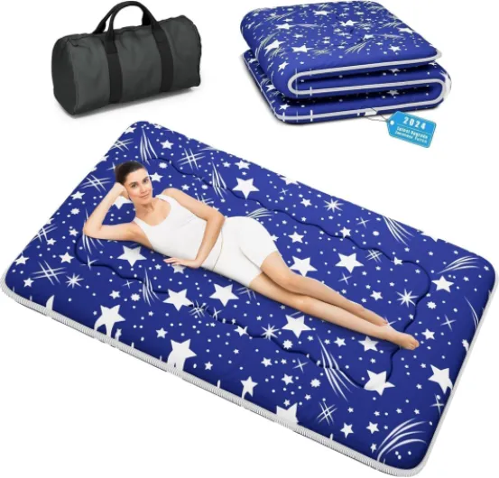 Matelas futon Portable Pliable, Matelas Tatami Pliable Japonais,de Couchage Portable pour dortoir avec Sac et Sangle, Matelas de Sol,de Camping Enroulable (Bleu HY1, 120X200cm) Bleu Hy1 120 x 200 cm