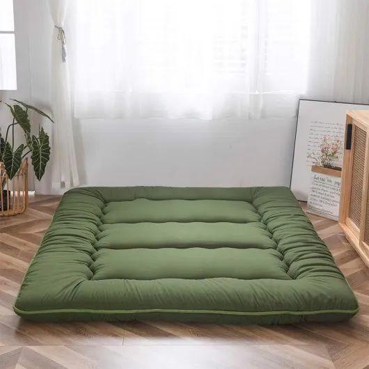 Matelas Futon de Sol Japonais - Matelas Futon d'appoint Pliable 1 Place Matelas de lit Matelassé pour Les Voyages d'invités et Le Camping (Vert, 135 x 190 cm) 135 x 190 cm Vert Foncé