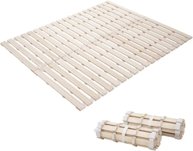 Lit à Lattes en Bois de Type Rouleau Double Taille (140 x 200 cm) Franco-Tower pour Matelas Futon de Sol Japonais, Paulownia Non Peint, Literie de Sommeil Invité Tatami Mat 140 x 200 cm Type de rouleau (non peint)