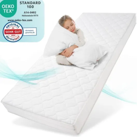 Sun garden Matelas Enfant 90x200 cm H2 - Mousse de Confort Certifié Oeko-TEX 100 - Housse Lavable - Matelas Enfant avec Finition Climatique - Modèle P1440 ComfortPur H2 90 x 200 cm