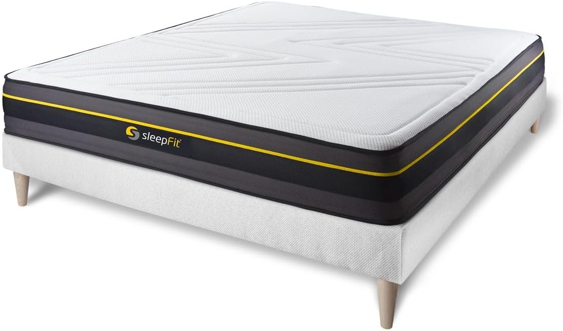 Ensemble 160x200 Matelas Active + sommier kit Blanc - Epaisseur : 24 cm - Confort : Ferme 160 x 200 cm