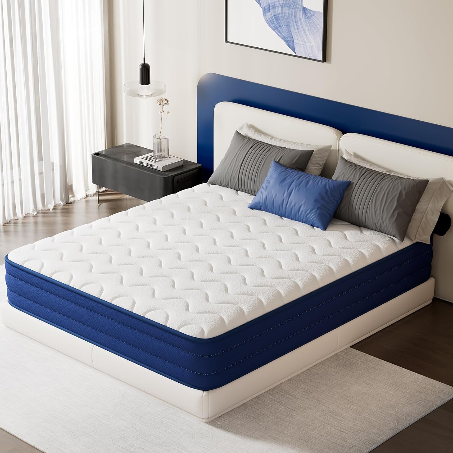 Matelas à Ressorts ensachés 140×200cm, épaisseur 22cm, Matelas 7 Zones, Ergonomique, certifié Oeko-Tex 140x200x22cm