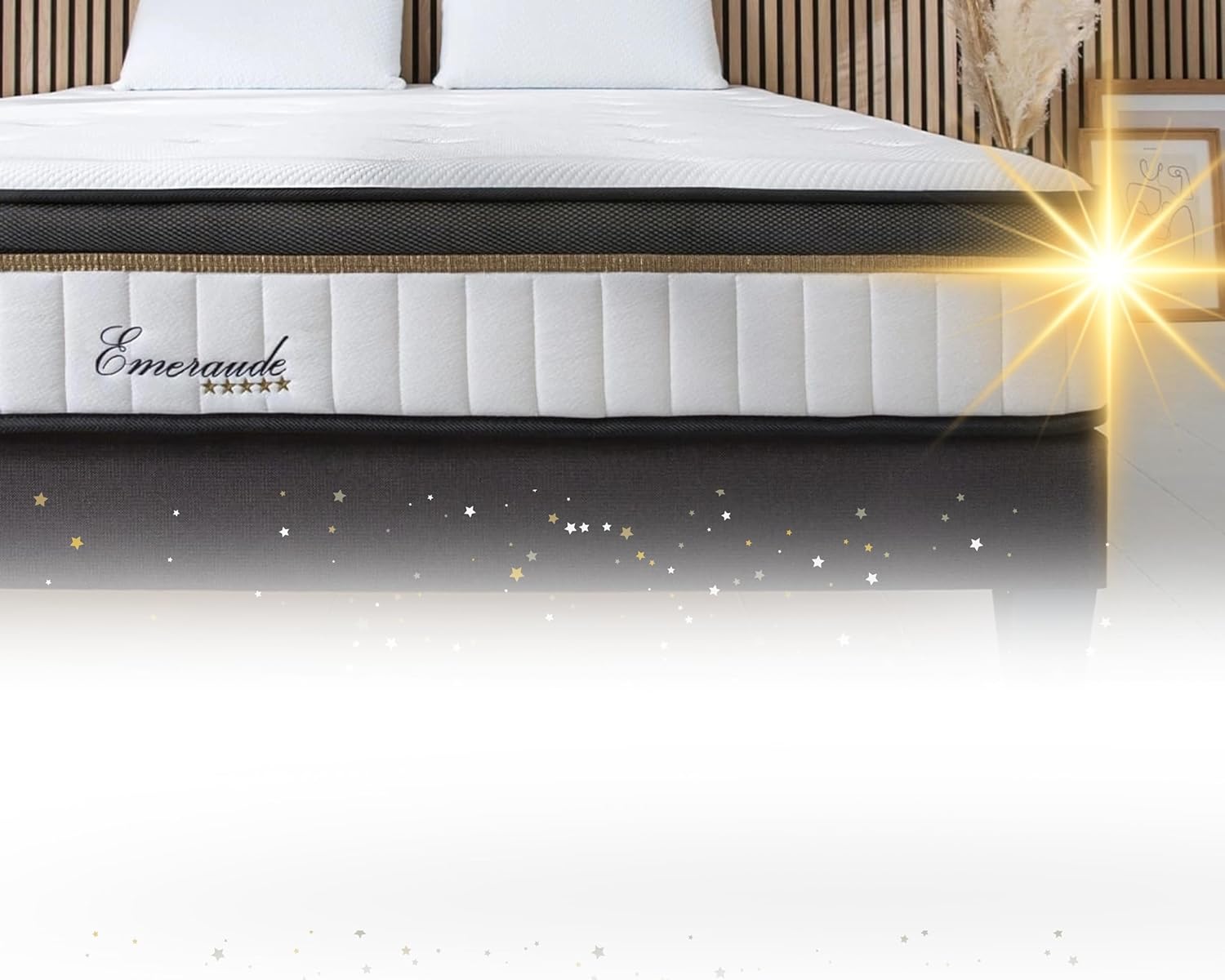 Matelas Emeraude 140x200, 24 cm Ép, Lit 2 Personnes, Mémoire de Forme Haute Densité 60 kg/m³, Accueil Moelleux, Soulage Le Mal de Dos, Soutien Ferme et Orthopédique, Chambre Adulte 140 x 200 cm Blanc
