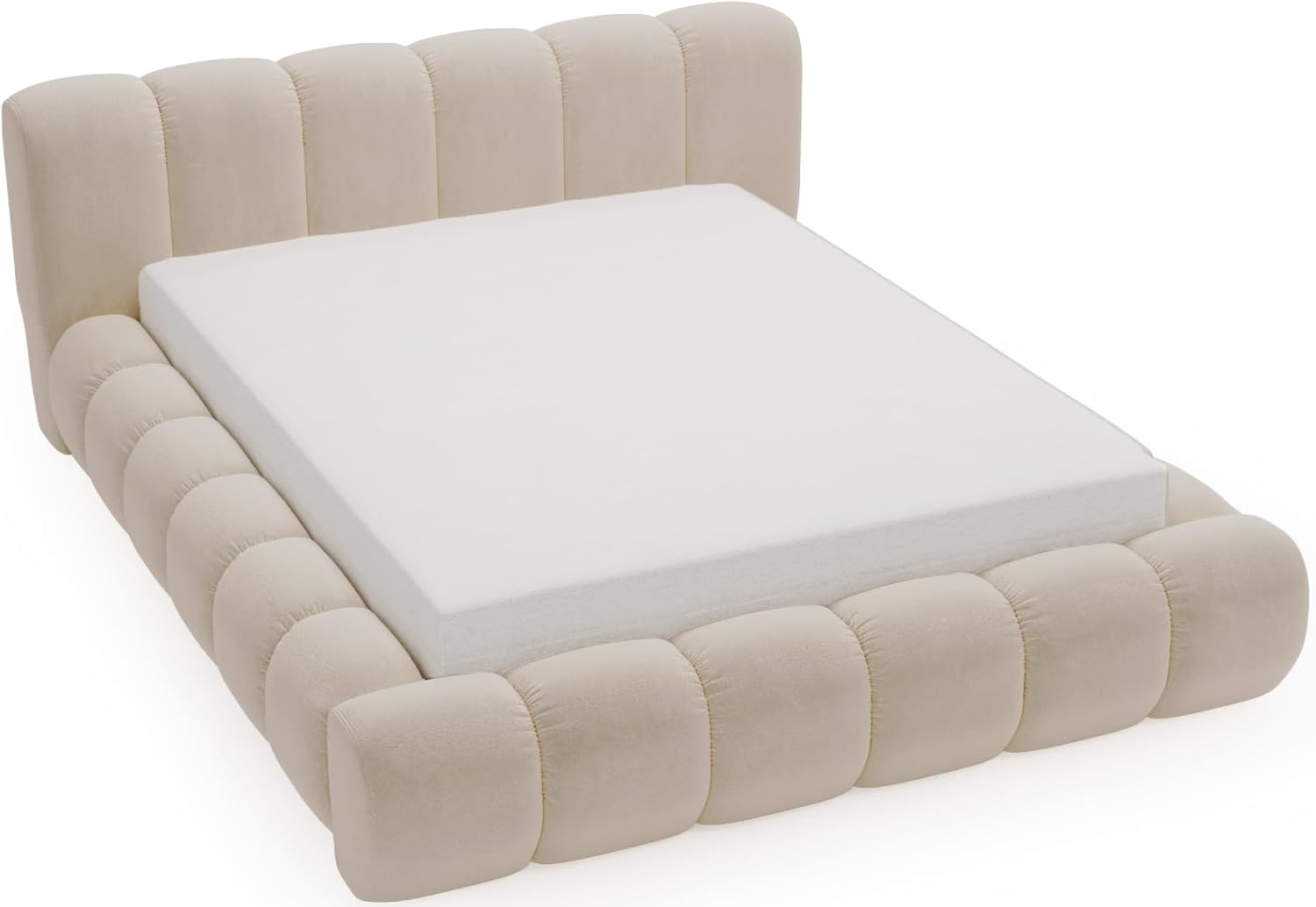 Cloud lit 160 x 200 avec Rangement, lit Coffre 160x200, Sommier à Lattes, Beige (Komodo 11) 160x200 Crème