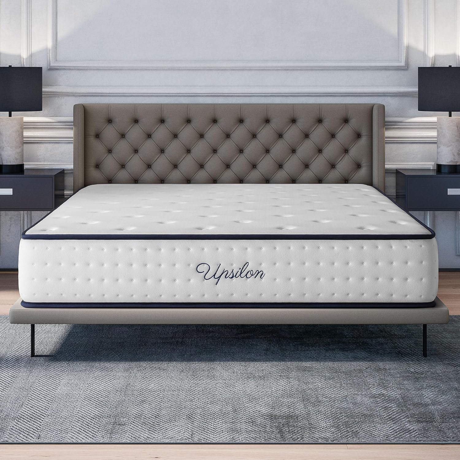 Matelas Upsilon 160x200-30 cm - Accueil Mousse à mémoire de Forme + Blue Latex - Confort Ferme - 7 Zones - Réversible - Hypoallergénique - Durable - Sommeil Isolé - Fabriqué en Europe 30 cm - Mousse 160 x 200 cm