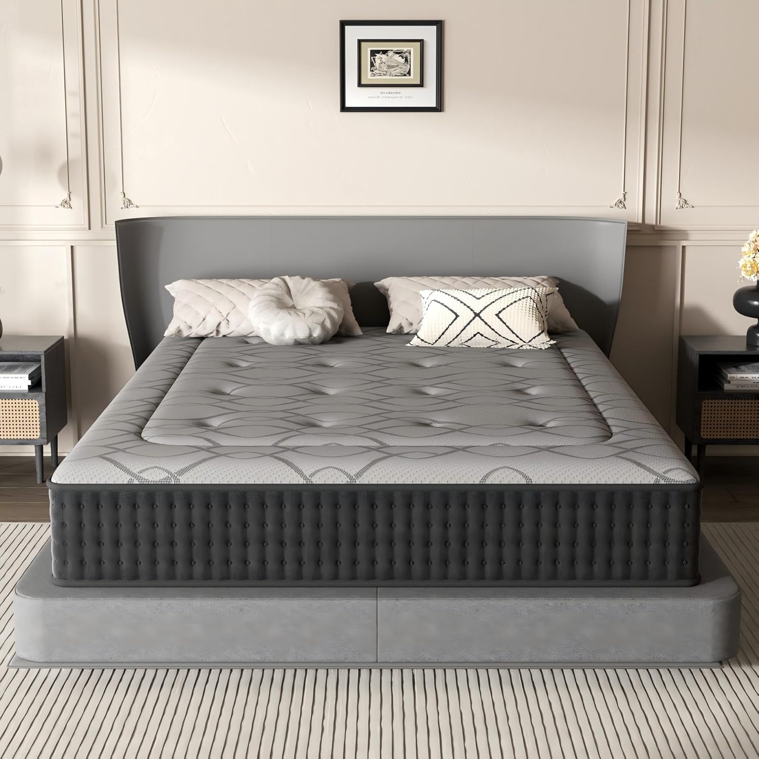 Matelas 140x190 cm, Hauteur 30 cm, Matelas Silencieux d'épaisseur Moyenne, Mousse à Mémoire de Forme Hybride, Ressorts Ensachés Individuels, Absorbant et Respirant Height: 30 Cm 140 x 190 cm