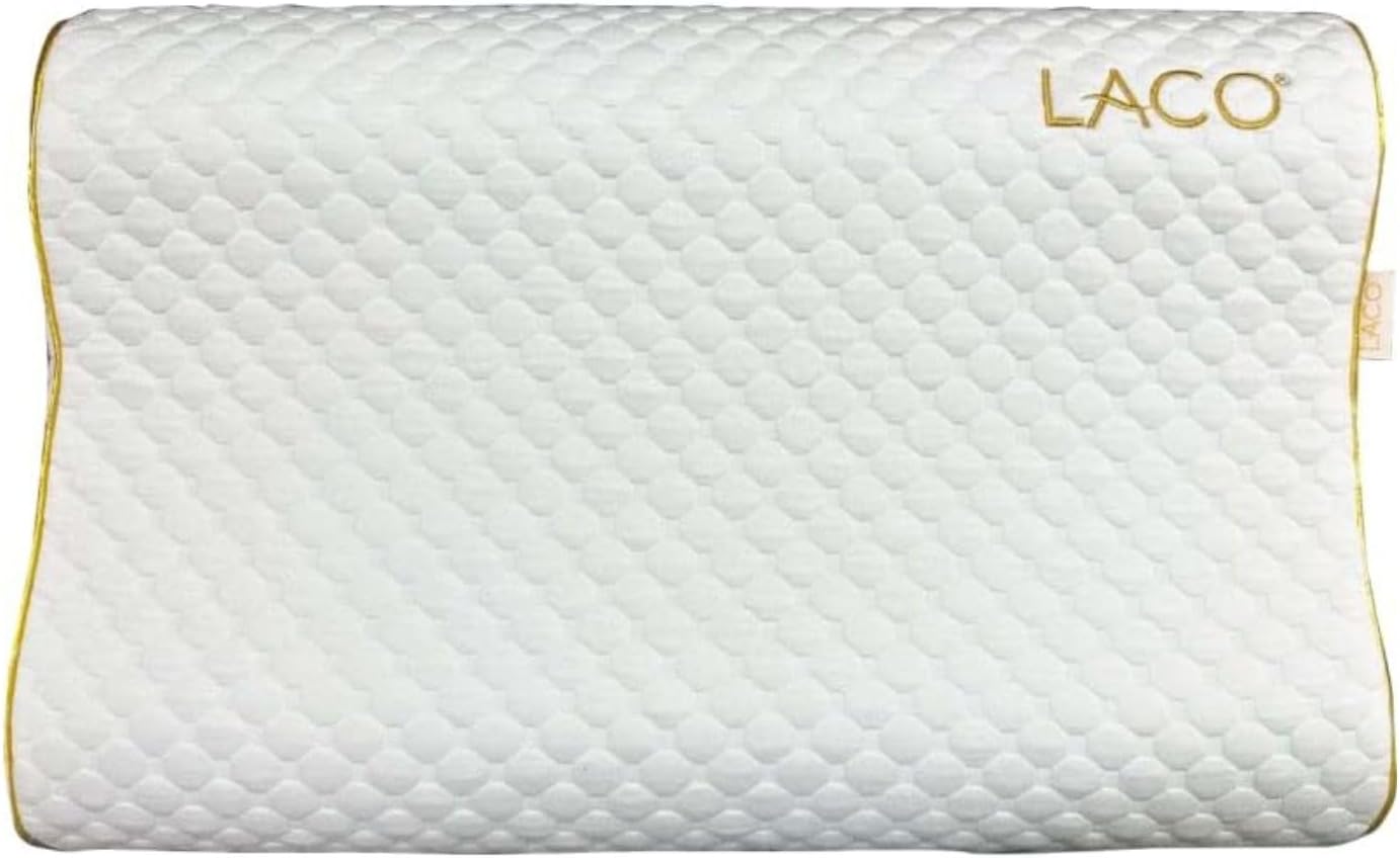 Laco - Coussin Royal Palace, Oreiller Ergonomique Cervical, Oreiller Memoire de Forme, Oreiller Orthopédique Cervicales, Réduit Les Tensions Cervicales et Dorsales, Certifiée Oeko-Tex, Housse Lavable