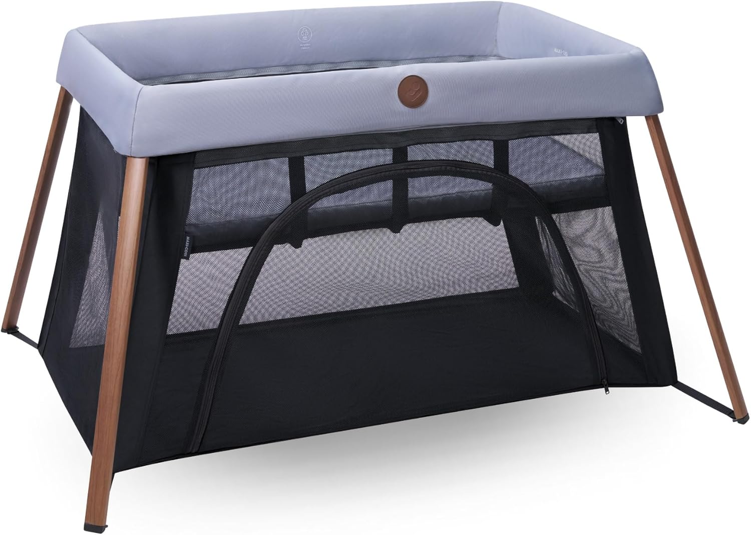 Maxi-Cosi Iris2, Lit Parapluie Bébé avec Matelas 2 en 1, 0-3 Ans, 0-15 kg, Lit de Voyage Bébé, 2 Niveaux de Couchage, Fenêtre D'accès Latérale, Pliable & Léger, Matelas Extensible, Essential Grey