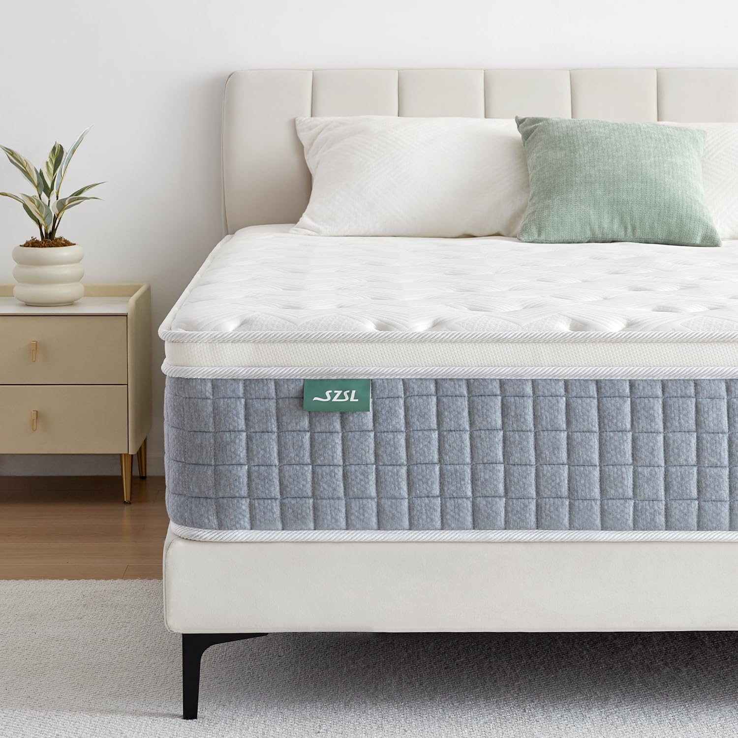 Hybride Matelas 120x200, 26cm Épaisseur Matelas de H3 H4 Ferme, 7 Zone de Confort Matelas Ressorts Ensachés, Mousse à Mémoire Forme, Soutien Parfait, Certifié Oeko-Tex 120x200x26CM