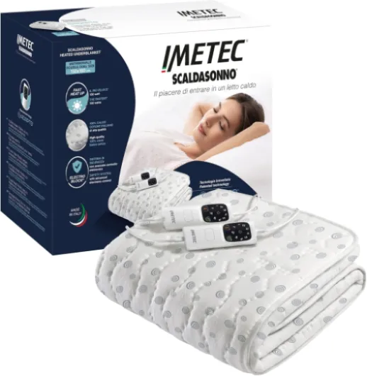 Surmatelas Chauffant 2 Places Adapto, 150x160 cm - 6 Températures, Tissu 100% Coton, Chauffage Rapide, Température Constante, Personnalisée - Chauffe-Lit Electrique XL Double Commande Blanc 150x160 cm