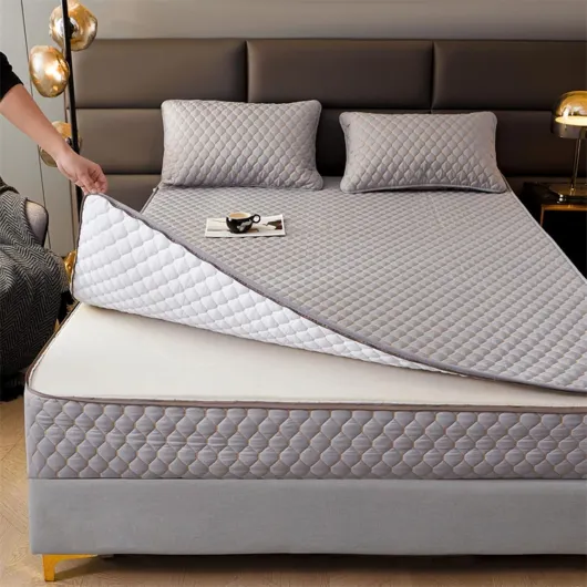 Personnalisable Fermeture éclair Housse Matelas avec,Housse Protection Matelas Respirant et Silencieux,Surmatelas Amovible Lavable Matelassé -Grey- 105x200+20cm