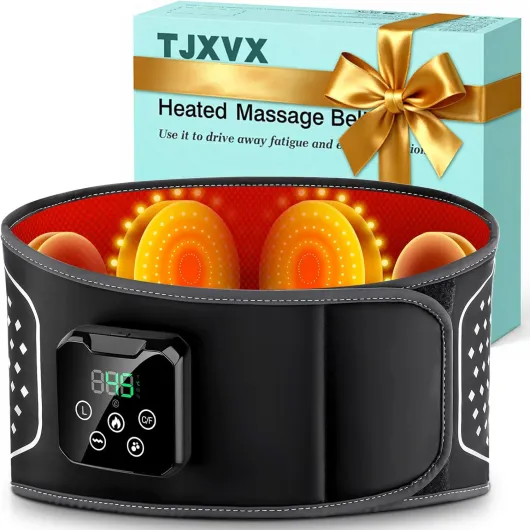 Ceinture Chauffante et Massante Lombaire Sans Fil, Coussin Chauffant Pour La Taille avec 3 Modes De Massage et 4 Niveaux de Température, pour Soulager des Douleurs Lombaires, Abdominales
