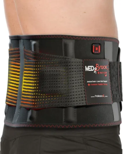 Ceinture chauffante de soutien dorsal RAY-D8 v2 – Attelle dorsale rechargeable avec chauffage infrarouge lointain – Soulagement des douleurs lombaires inférieures pour homme et femme – NOIR Tour de taille (81-98cm) L