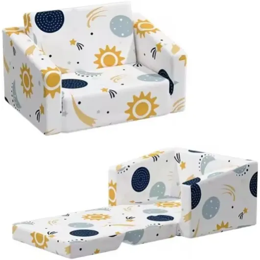 Fauteuil Enfant Convertible en Canapé-lit 2-en-1.